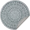 Covor antiderapant Songmics Boho, D120 cm, lavabil la masina, poliester, gri carbune