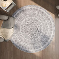 Covor antiderapant Songmics Boho, D160 cm, lavabil la masina, poliester, gri dove