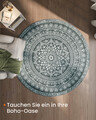 Covor antiderapant Songmics Boho, D160 cm, lavabil la masina, poliester, gri carbune