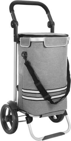 Carucior de cumparaturi 35L, Songmics, compartiment termoizolant, multifunctional, max 25 kg, 44x35x100 cm, poliester 600D/aluminiu, gri