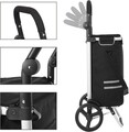 Carucior de cumparaturi 35L, Songmics, compartiment termoizolant, multifunctional, max 25 kg, 44x35x100 cm, poliester 600D/aluminiu, negru