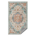 Covor antiderapant Songmics Vintage, 92x153 cm, lavabil la masina, poliester, albastru teal