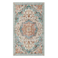 Covor antiderapant Songmics Vintage, 92x153 cm, lavabil la masina, poliester, albastru teal