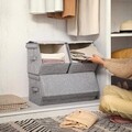 Set 3 cutii depozitare Songmics, 25x35x25 cm/50x35x25 cm, textil cu aspect de in/fier, stivuibile, max 10 kg,  gri