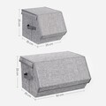 Set 3 cutii depozitare Songmics, 25x35x25 cm/50x35x25 cm, textil cu aspect de in/fier, stivuibile, max 10 kg,  gri