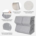 Set 3 cutii depozitare Songmics, 25x35x25 cm/50x35x25 cm, textil cu aspect de in/fier, stivuibile, max 10 kg,  gri
