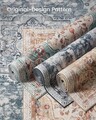 Covor antiderapant Songmics Vintage, 120x170 cm, lavabil la masina, poliester, albastru teal