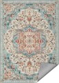 Covor antiderapant Songmics Vintage, 152x213 cm, lavabil la masina, poliester, albastru teal