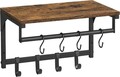 Cuier de perete cu 8 agatatori detasabile Vasagle, 40x24x24 cm, max PAL/otel, maro rustic