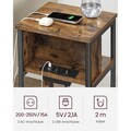 Masuta de cafea / noptiera cu priza si USB, Vasagle, 34x30x58 cm, PAL/otel, maro
