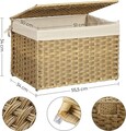 Cufar de depozitare / cos cu model ratan 65L, Songmics, 55.5x34x34 cm, max 30 kg, bumbac/fier/plastic, natural