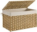Cufar de depozitare / cos cu model ratan 65L, Songmics, 55.5x34x34 cm, max 30 kg, bumbac/fier/plastic, natural