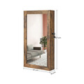 Dulapior de bijuterii cu oglinda, Songmics, cu fixare pe perete, 37x10x67 cm, MDF/catifea, maro