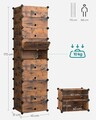 Pantofar modular cu 10 compartimente, Songmics, 43x31x173 cm / 83x31x88 cm, 10 kg/raft, maro