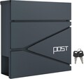 Cutie postala Modern Post Box, Songmics, 37x10.5x37 cm, cu suport ziare, otel acoperit cu pulbere, antracit