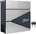 Cutie postala Modern Post Box, Songmics, 37x10.5x37 cm, cu suport ziare, otel acoperit cu pulbere, argintiu/antracit