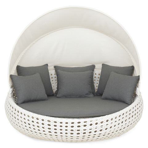 Pat de zi pentru gradina Resort, 165x165x70 cm, aluminiu/poliester, alb/gri