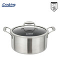 Oala cu capac 7 L, Titanium3, Cooking by Heinner, 28x13 cm, inox/sticla, argintiu