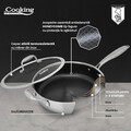 Tigaie adanca 4.2 L, Titanium3, Cooking by Heinner, 28x7.5 cm, inox/sticla, argintiu