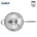 Tigaie Wok 4.5 L, Titanium3, Cooking by Heinner, 30x8.5 cm, inox/sticla, argintiu