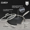 Tigaie Wok 4.5 L, Titanium3, Cooking by Heinner, 30x8.5 cm, inox/sticla, argintiu