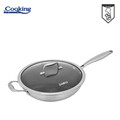 Tigaie Wok 4.5 L, Titanium3, Cooking by Heinner, 30x8.5 cm, inox/sticla, argintiu