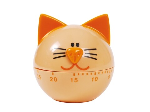 Timer mecanic pentru bacatarie, Happy Animals Cat, Excelsa, 7x7 cm, roz