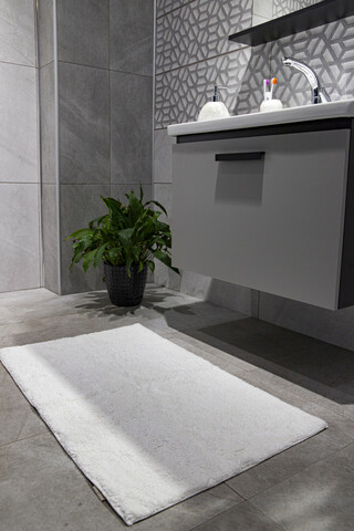Covoras de baie, Irya Home, Plain, 60x100 cm, Bumbac, Alb