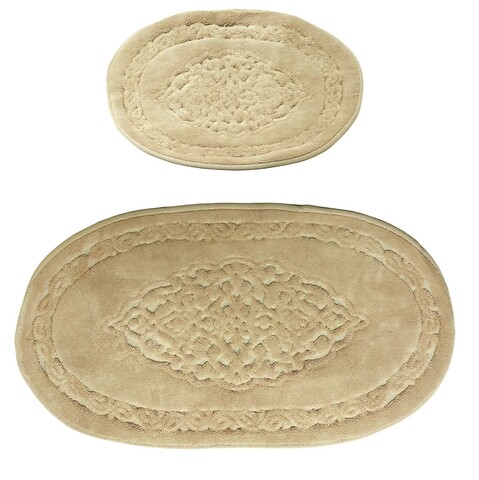 Set covorase de baie 2 piese, Alanur Home, Cottonkt 000066, Bumbac, Crem