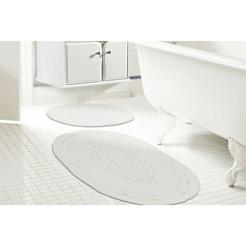 Set covorase de baie 2 piese, Alanur Home, Cottonkt 000221, Bumbac, Crem