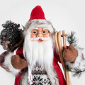 Decoratiune Mos Craciun cu schiuri Clause, Homla, 60 cm, plastic/poliester, rosu
