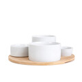 Set pentru aperitive 5 piese Yifan, Homla, gresie/bambus, alb/natur