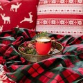 Lenjerie de pat dubla Tartan, Homla, 3 piese, 160x200 cm, bumbac, rosu/verde