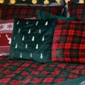 Lenjerie de pat dubla Tartan, Homla, 3 piese, 160x200 cm, bumbac, rosu/verde