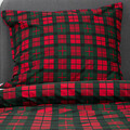 Lenjerie de pat dubla Tartan, Homla, 3 piese, 160x200 cm, bumbac, rosu/verde