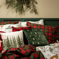 Lenjerie de pat dubla Tartan, Homla, 3 piese, 160x200 cm, bumbac, rosu/verde
