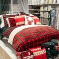 Lenjerie de pat King Size, Tartan, Homla, 3 piese, 200x220 cm, bumbac, rosu/verde