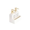 Set 2 dozatoare sapun/detergent lichid Ebro, Homla, 18x16 cm, ceramica, crem/auriu