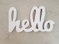 Decoratiune de perete, Hello, 40x2x20 cm, Placaj, Alb