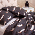 Lenjerie de pat dubla Devika, Homla, 3 piese, 160x200 cm, bumbac satinat, grafit/alb