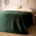 Cuvertura de pat Tuala, Homla, 200x220 cm, poliester, verde inchis