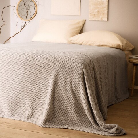 Cuvertura de pat Noah, Homla, 220x240 cm, poliester, gri deschis