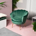 Fotoliu Shelly, Homla, 82x74x76 cm, metal/lemn/catifea din poliester, verde