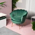 Fotoliu Shelly, Homla, 82x74x76 cm, metal/lemn/catifea din poliester, verde