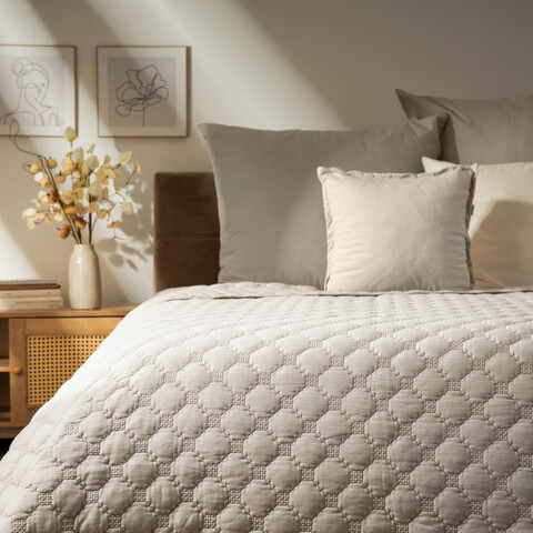 Cuvertura de pat Sprout, Homla, 200x220 cm, poliester, bej