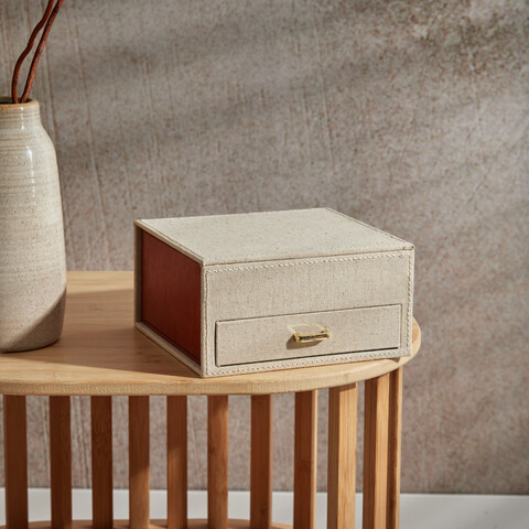 Cutie pentru bijuterii Linas, 18x16x9.5 cm, plastic, ecru