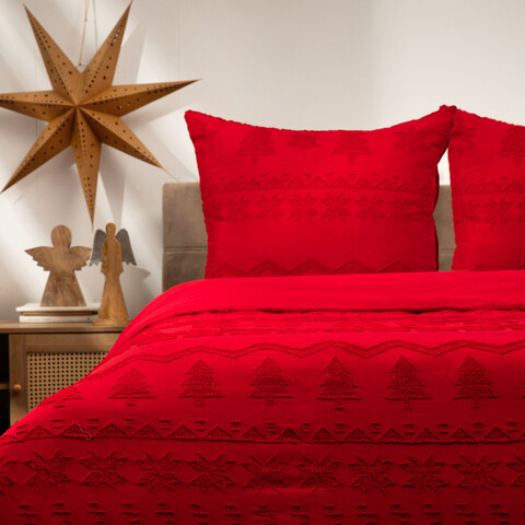 Lenjerie de pat King Size, Mariah, Homla, 3 piese, 200x220 cm, microfibra din poliester, rosu