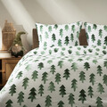 Lenjerie de pat dubla Pinno, Homla, 3 piese, 160x200 cm, bumbac, alb/verde