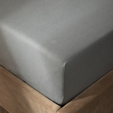 Cearceaf de pat cu elastic Pelly, Homla, 160x200 cm, bumbac, gri