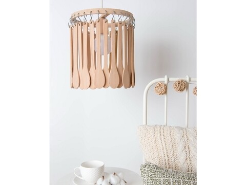 Pendul Firesq-lemn, Deco Republic, E27, 1x60W, ceramica, lemn natural